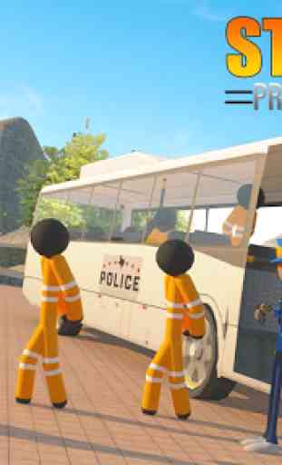 Transporte Stickman Prisioneiro Ônibus Dirigindo 1