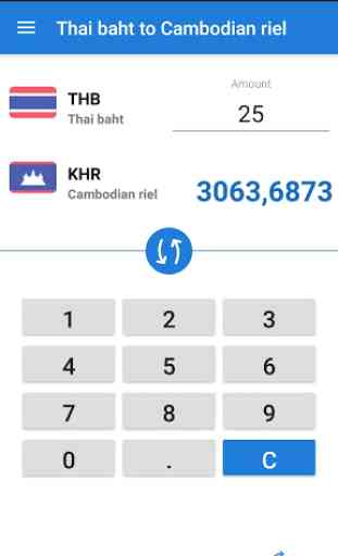 Thai baht to Cambodian riel / THB to KHR 1