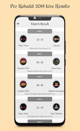 Pro Kabaddi 2019 - Schedule, Live Result, P Table 4