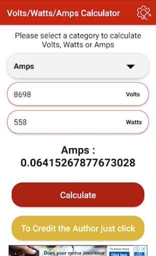 Volts/Watts/Amps Calculator 4