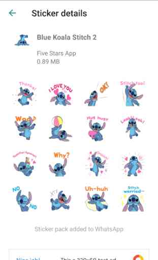 Cute Blue Koala Stitch Stickers for WhatsApp 1