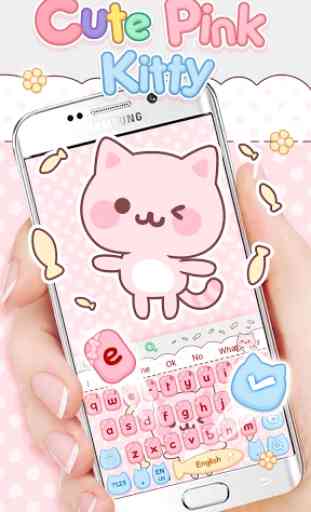 Cute Pink Kitty Keyboard 1