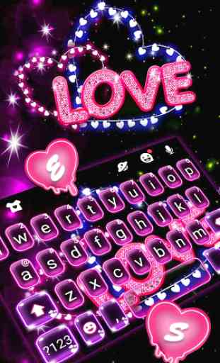 Tema Keyboard Neon Love 2