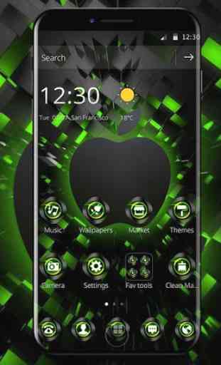 Black Neon Tech Green Apple Theme 2
