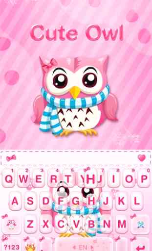 Novo tema de teclado Pink Cute Owl 1