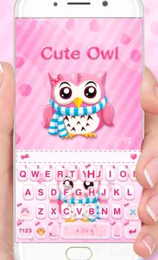 Novo tema de teclado Pink Cute Owl 2