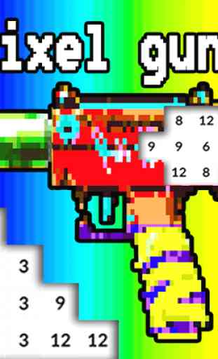 Pixel Gun Coloring Weapons by Number 1