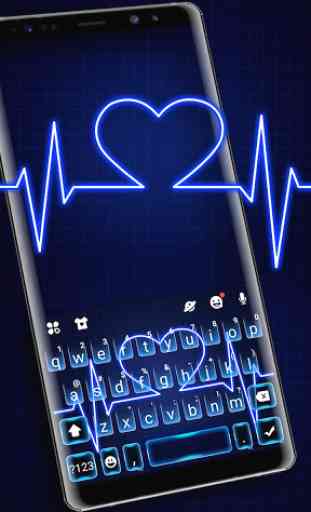 Tema Keyboard Neon Blue Heartbeat 1
