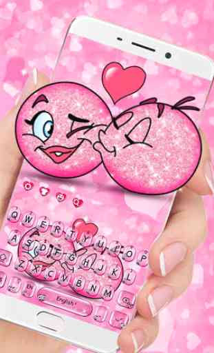 3D Valentine Love Emoji Keyboard Theme 1