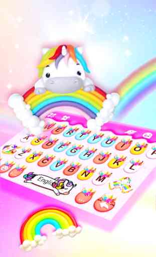 Tema Keyboard Rainbow Unicorn Smile 2