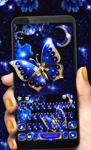 Tema Keyboard Blue Fancy Butterfly 2