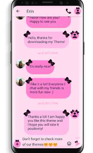 Tema SMS Laços Escuro ❤️ rosa mensagens de texto 1