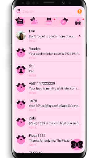 Tema SMS Laços Escuro ❤️ rosa mensagens de texto 2