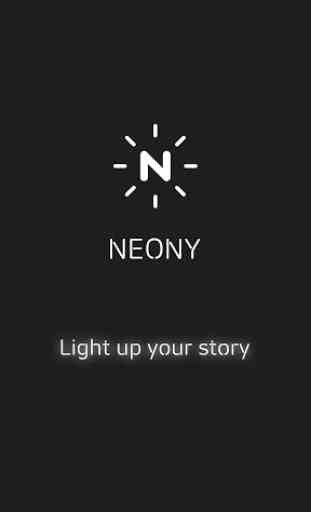 NEONY -escrevendo o texto do sinal de néon na foto 1