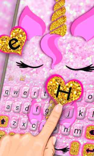 Novo tema de teclado Pink Glisten Unicorn Cat 2