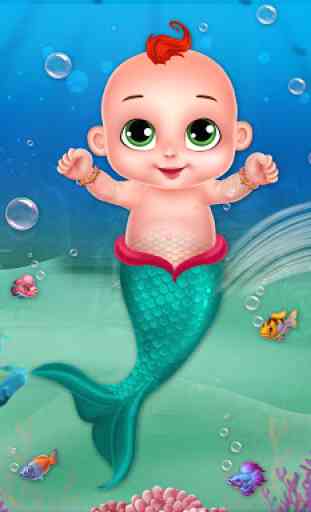 Pequeno sereia bebê Cuidado oceano Mundo 2