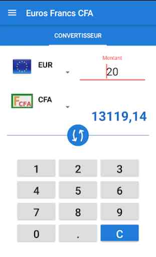 Conversor de Francos CFA para Euros 1