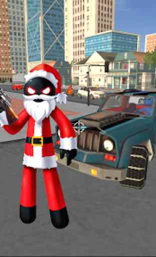 Santa Claus Stickman Rope Hero Gangstar Crime 1