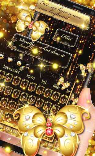 SMS Gold Butterfly Shining Keyboard Theme 1