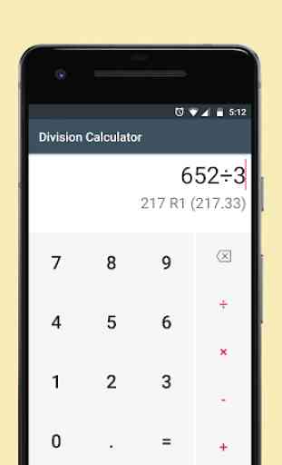 Calculadora de divisão (com remadores ou decimais) 1