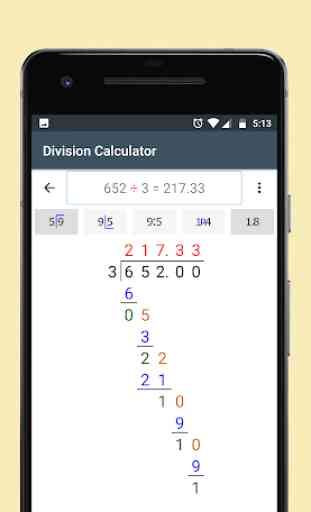 Calculadora de divisão (com remadores ou decimais) 3