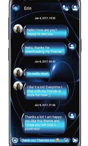 SMS Tema Esfera Azul - mensagem de texto preto 1