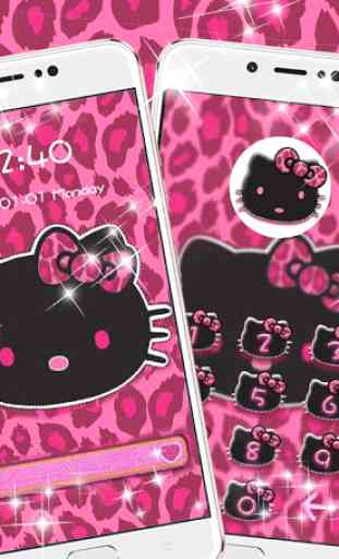 Kitty bonito rosa tema leopardo gatinho 4
