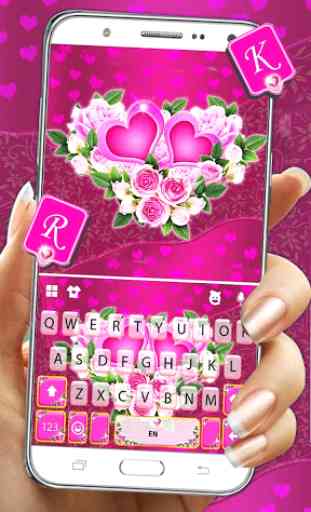 Tema Keyboard Pink Rose Flower 1
