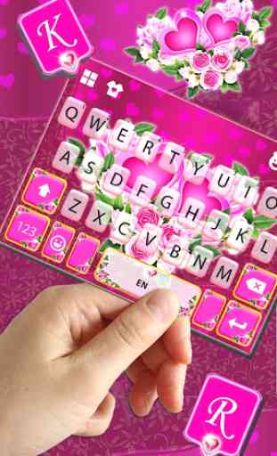 Tema Keyboard Pink Rose Flower 2