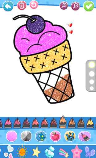 Glitter ice cream coloring and drawing for kids 2