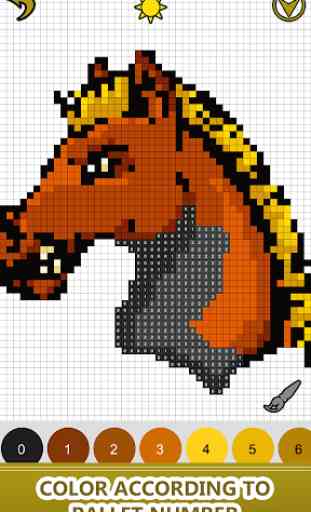 Horse Color by Number-Pixel Art Draw Coloring Book 2