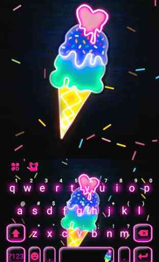 Tema Keyboard Neon Ice Cream 1