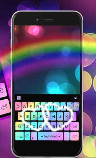Tema Keyboard Rainbow Love Fonts 2