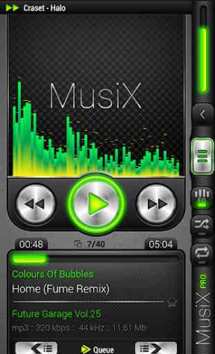 MusiX Hi-Fi Green Skin for music player 1