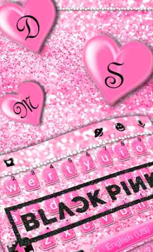 Tema Keyboard Glitter Black Pink Girls 2