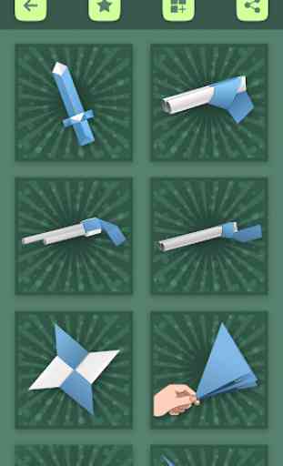 Armas e espadas de papel origami 3