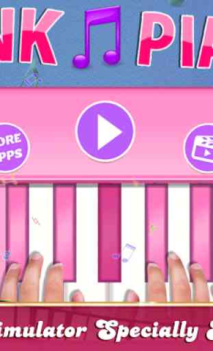 Piano rosa real para meninas - simulador de piano 1