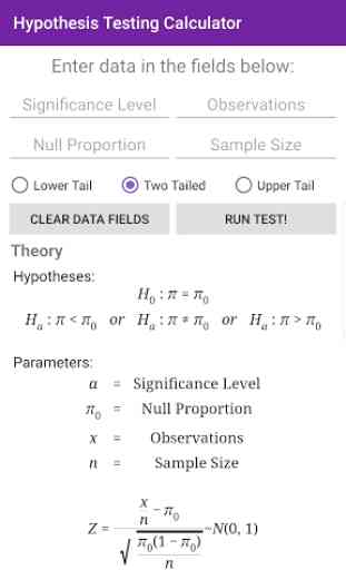 Statistical Test Calculator 1