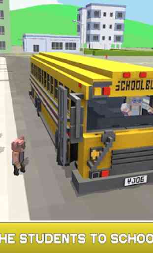 Mr. Blocky School Bus Driver: American Highschool 2