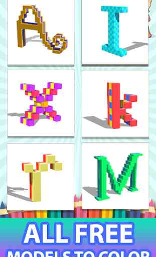 Alphabets 3D Color by Number - Voxel Painting Book 2