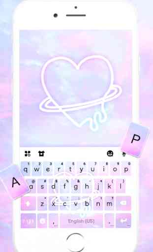 Tema Keyboard Neon Pastel Heart 1