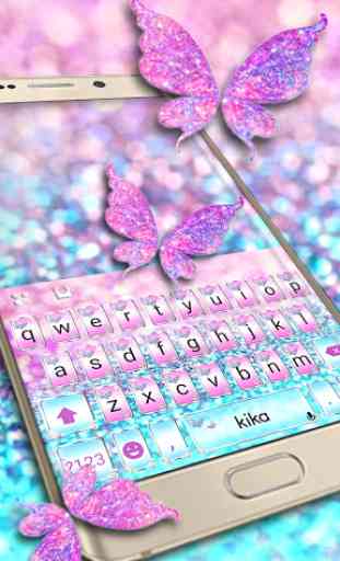 Tema Keyboard Pink Sparkle Butterfly 1