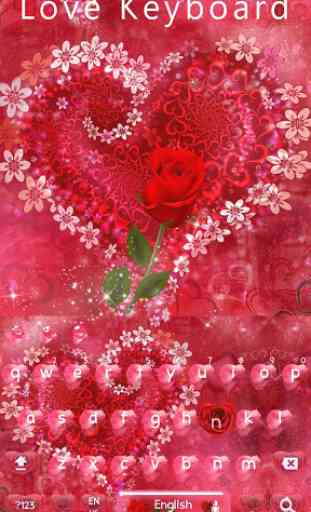 Amor teclado tema Red rose love 1