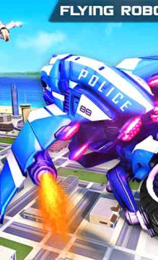 Flying US Police Bike Robot Hero: Bike Robot Games 1