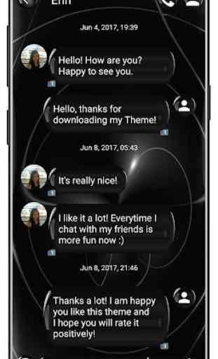 Tema SMS Esfera Preto - mensagem de texto escuro 1