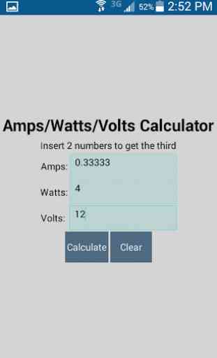 Amps/Watts/Volt Calculator 2