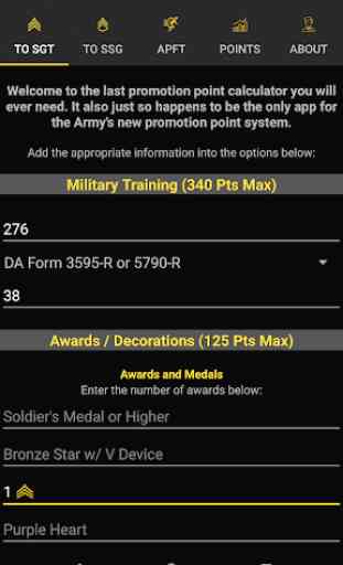 Army Promotion Point & APFT Calculator 1