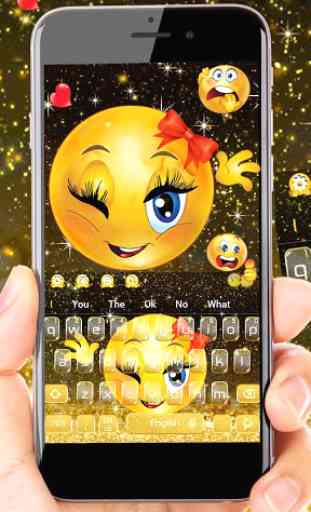Black Glitter Emoji Keyboard Theme 1