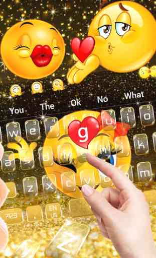 Black Glitter Emoji Keyboard Theme 2