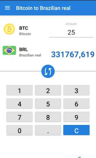Conversor real brasileiro Bitcoin / BTC para BRL 1